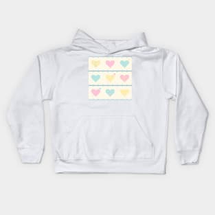 Cross stitch pastel hearts Kids Hoodie